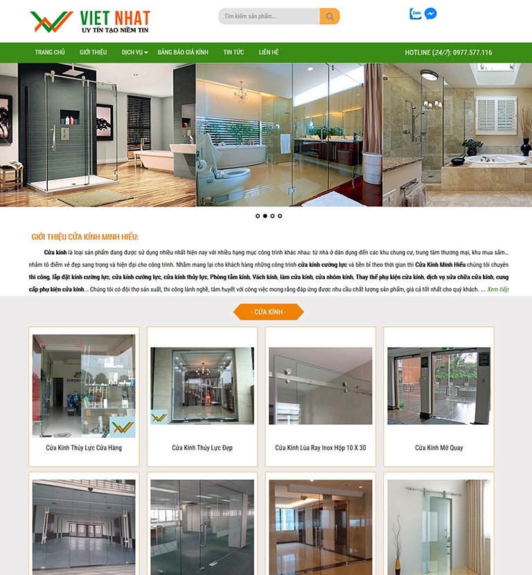 Giao Diện Web Cửa Kính Việt Nhật