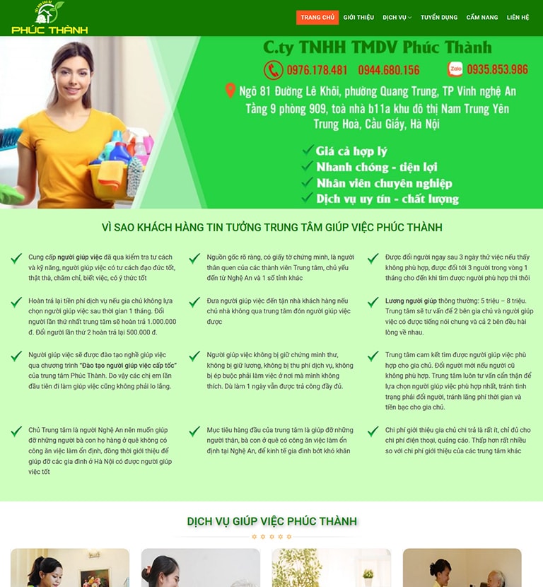 Giao Diện Web Tìm Người Giúp Việc, Cung Ứng Lao Động