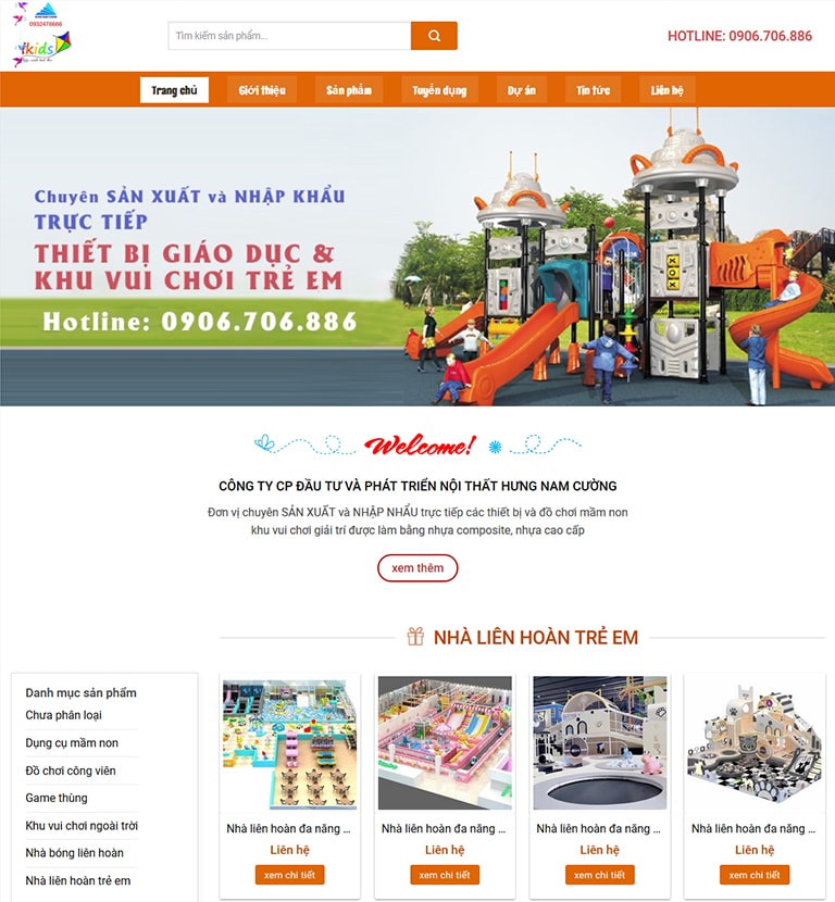 Thiết Kế Web Khu Vui Chơi Trẻ Em