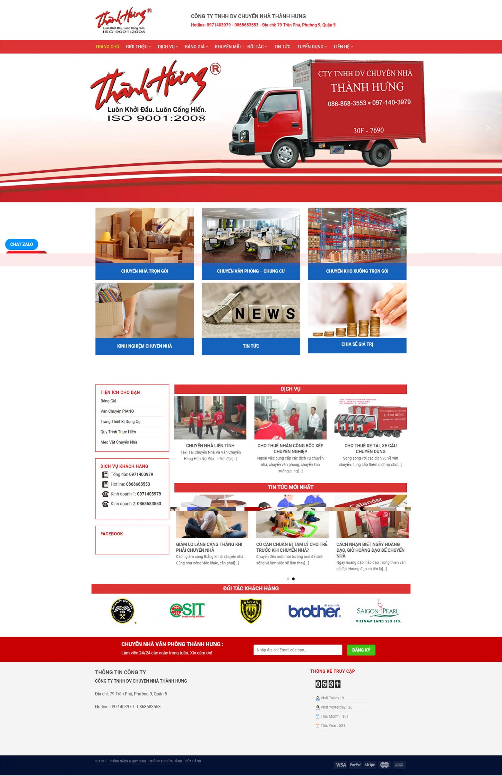 Giao diện web dịch vụ vận chuyển nhà