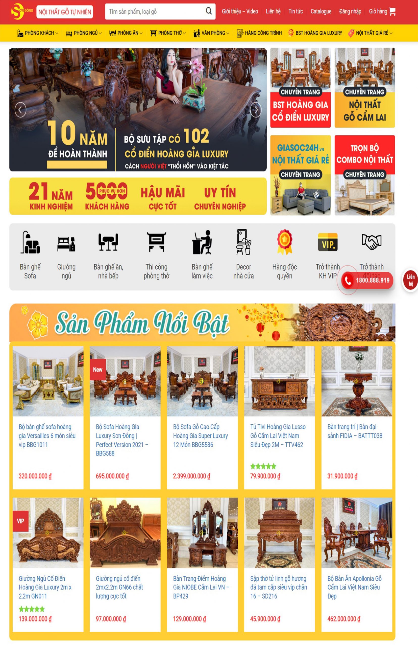 Giao diện web nội thất , đồ gỗ bắt mắt đẹp