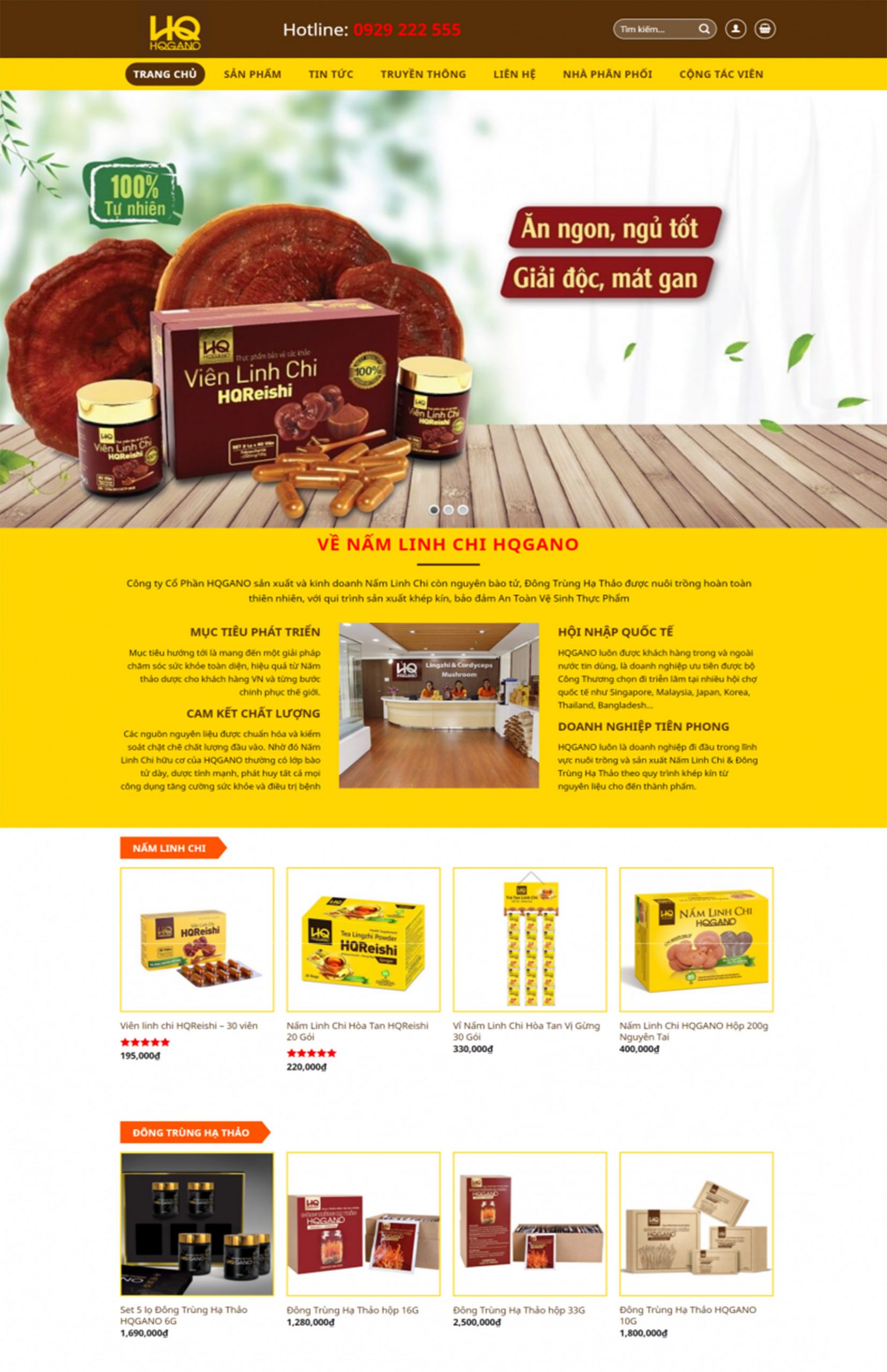 Giao diện web về quà biếu tặng, giao diện web nấm linh chi