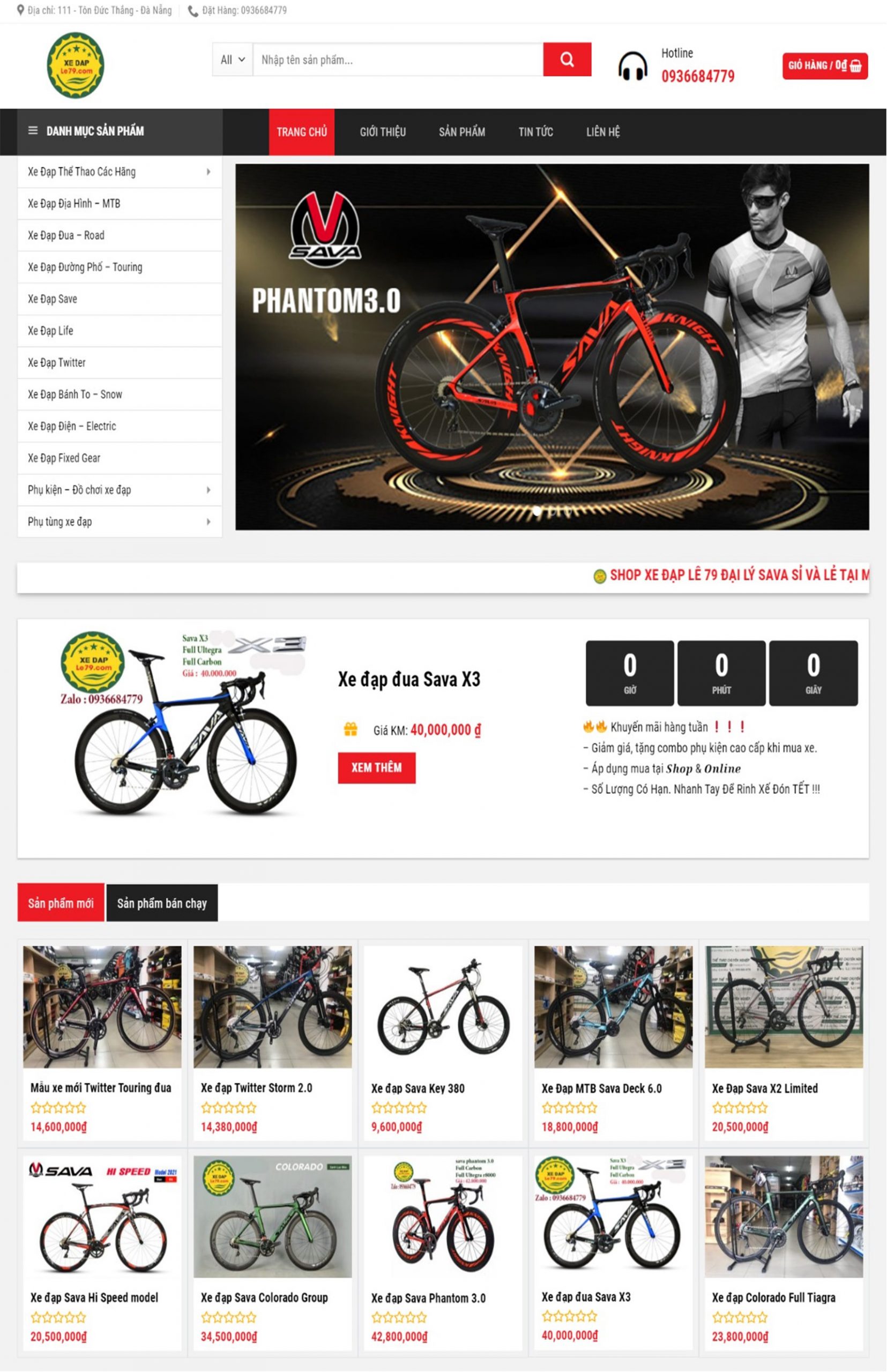 Giao diện website shop bán xe đẹp xe máy