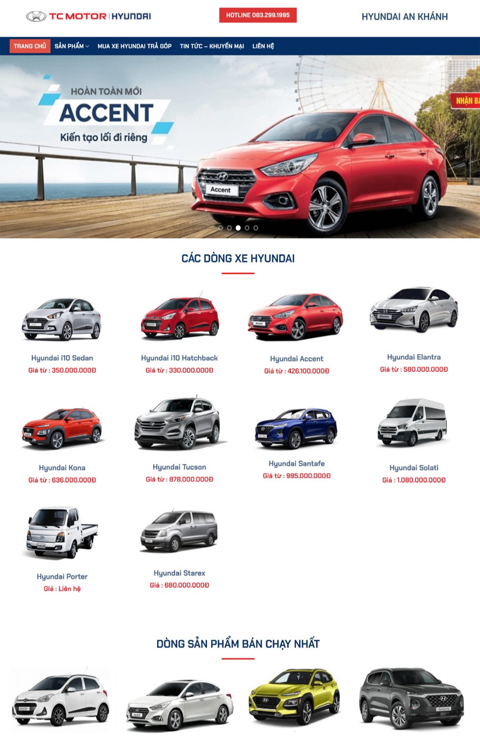 Thiết kế website xe hơi hãng Huyndai đẹp mắt