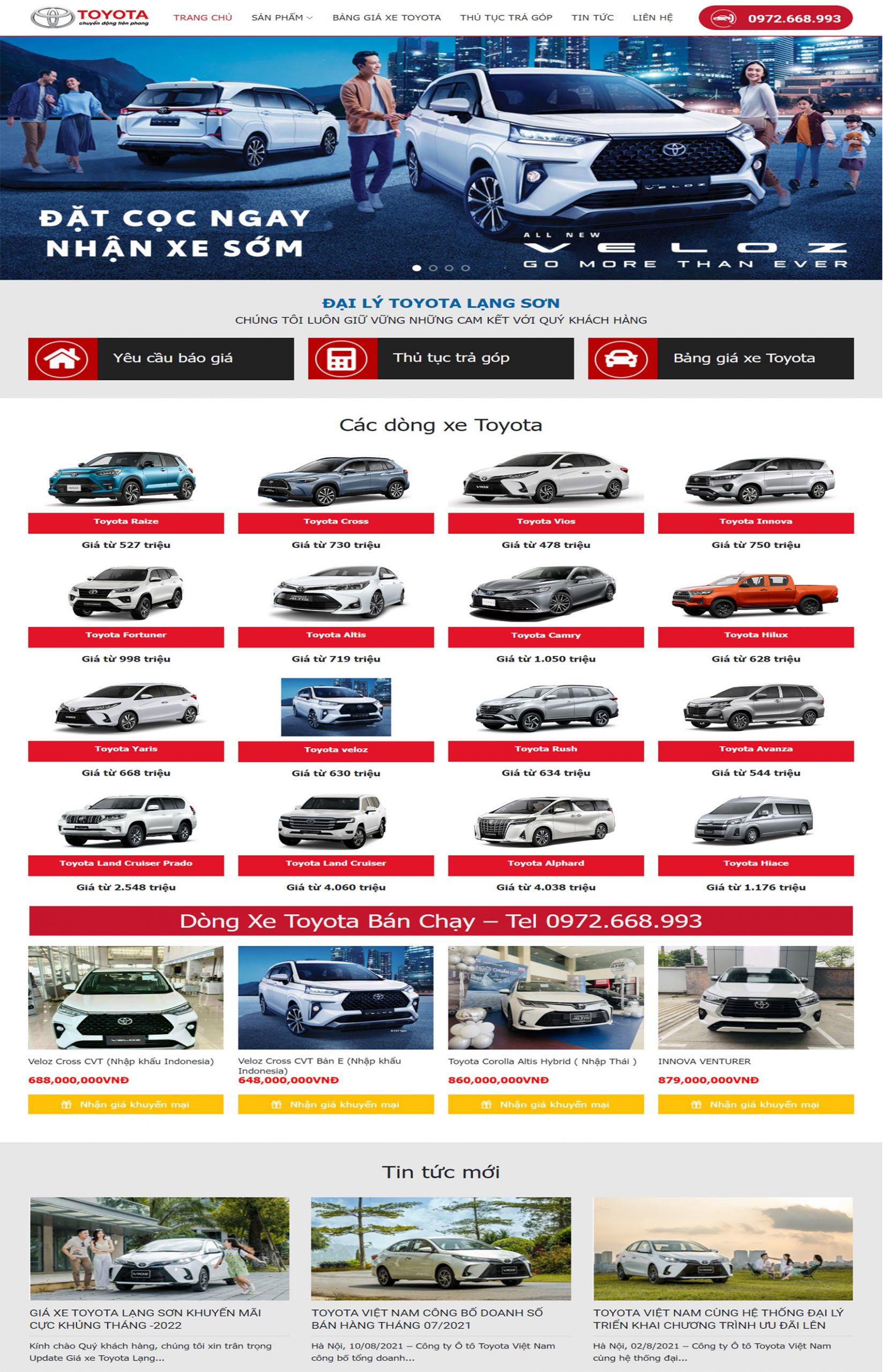 Giao diện website xe hơi hãng Toyota đẹp mới xịn