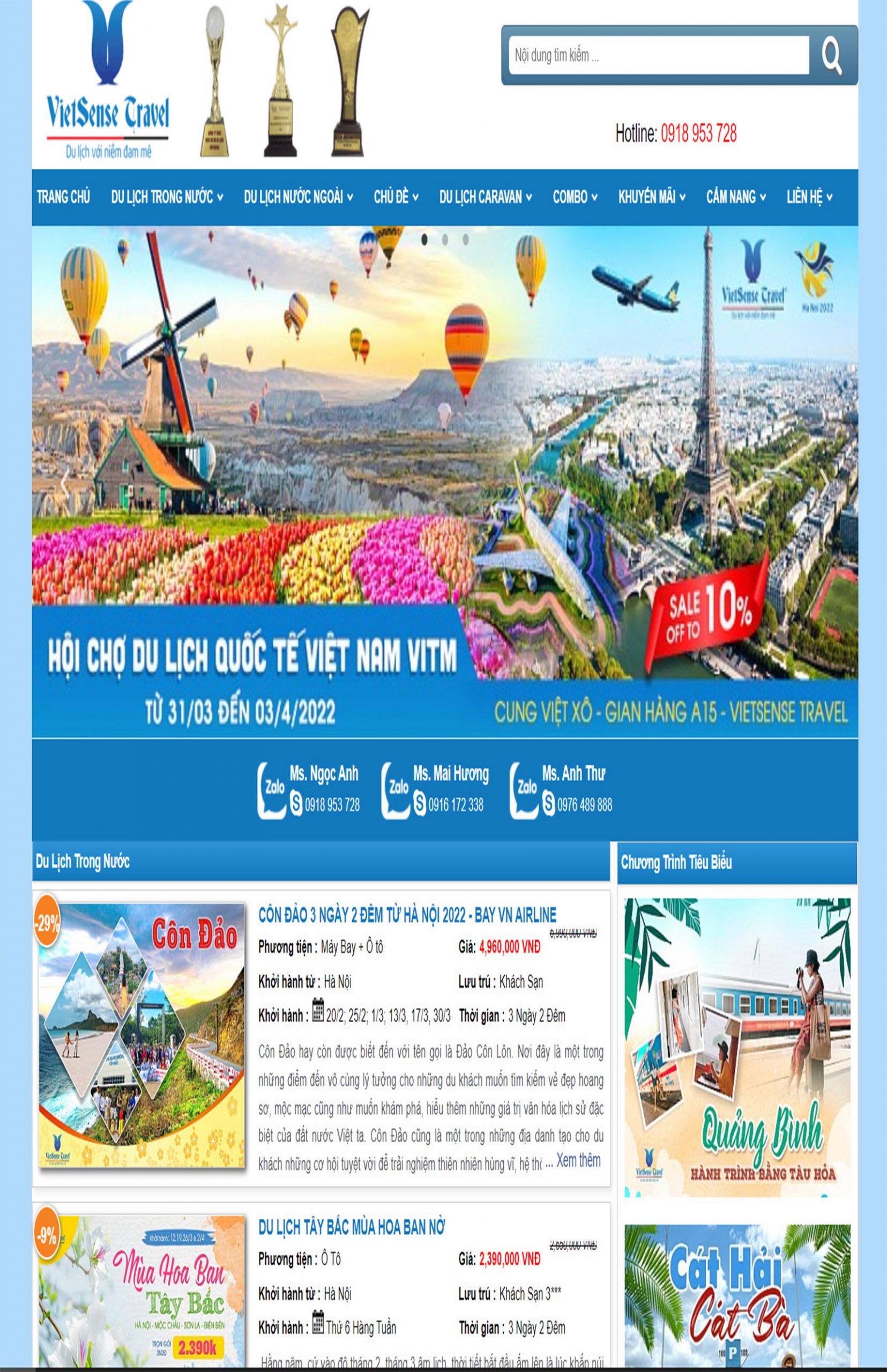 Mẫu web giao diện du lịch đẹp