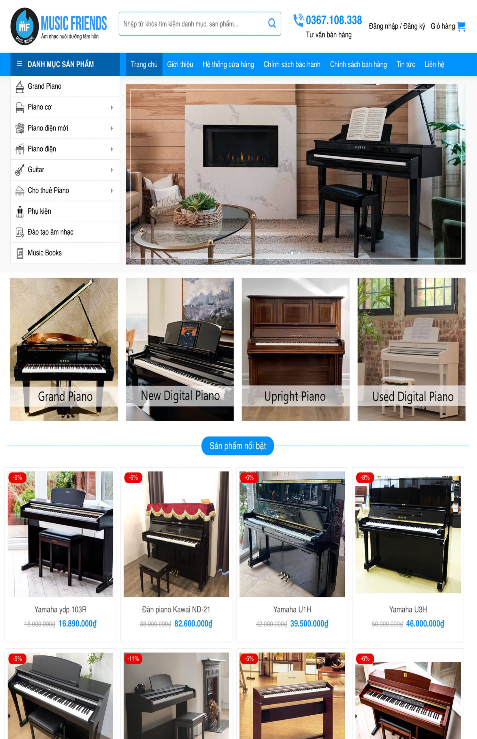 Mẫu website bán nhạc cụ