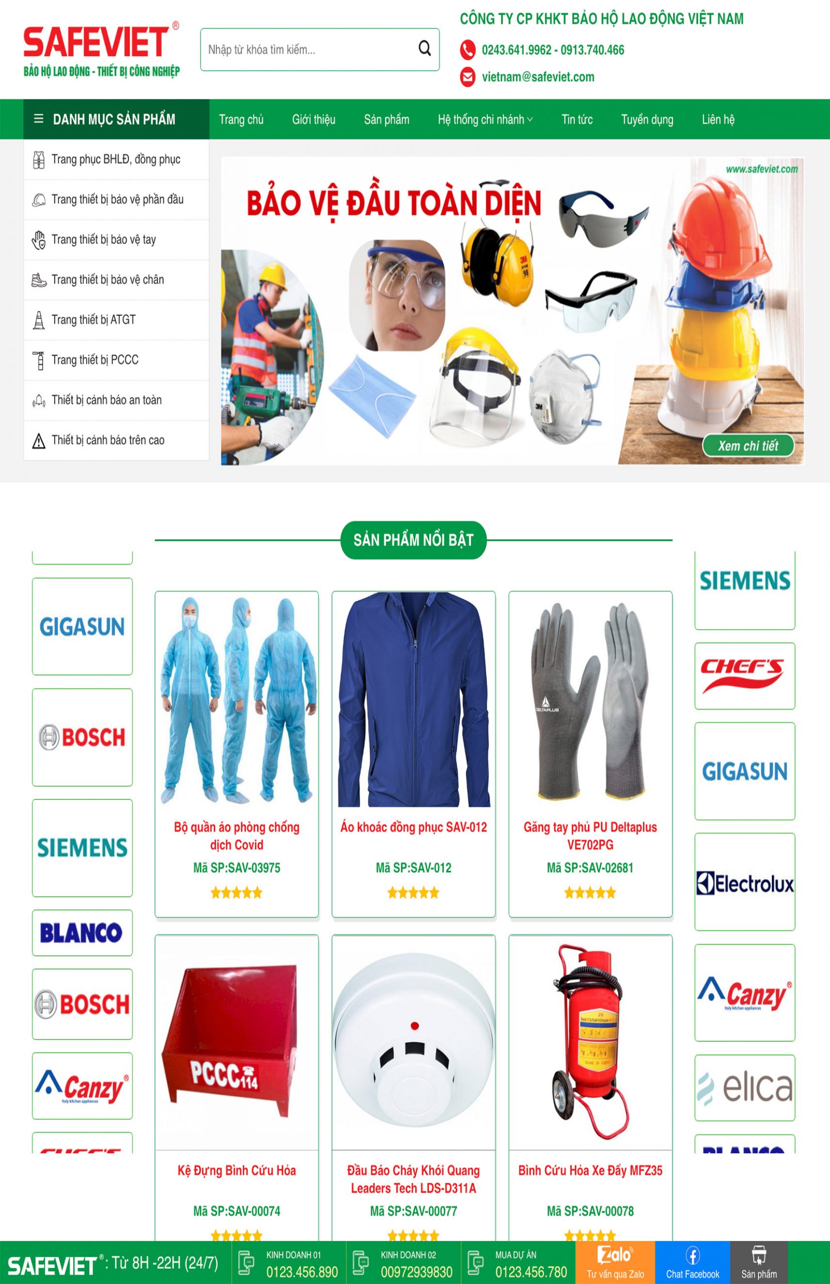 Mẫu website bảo hộ lao động