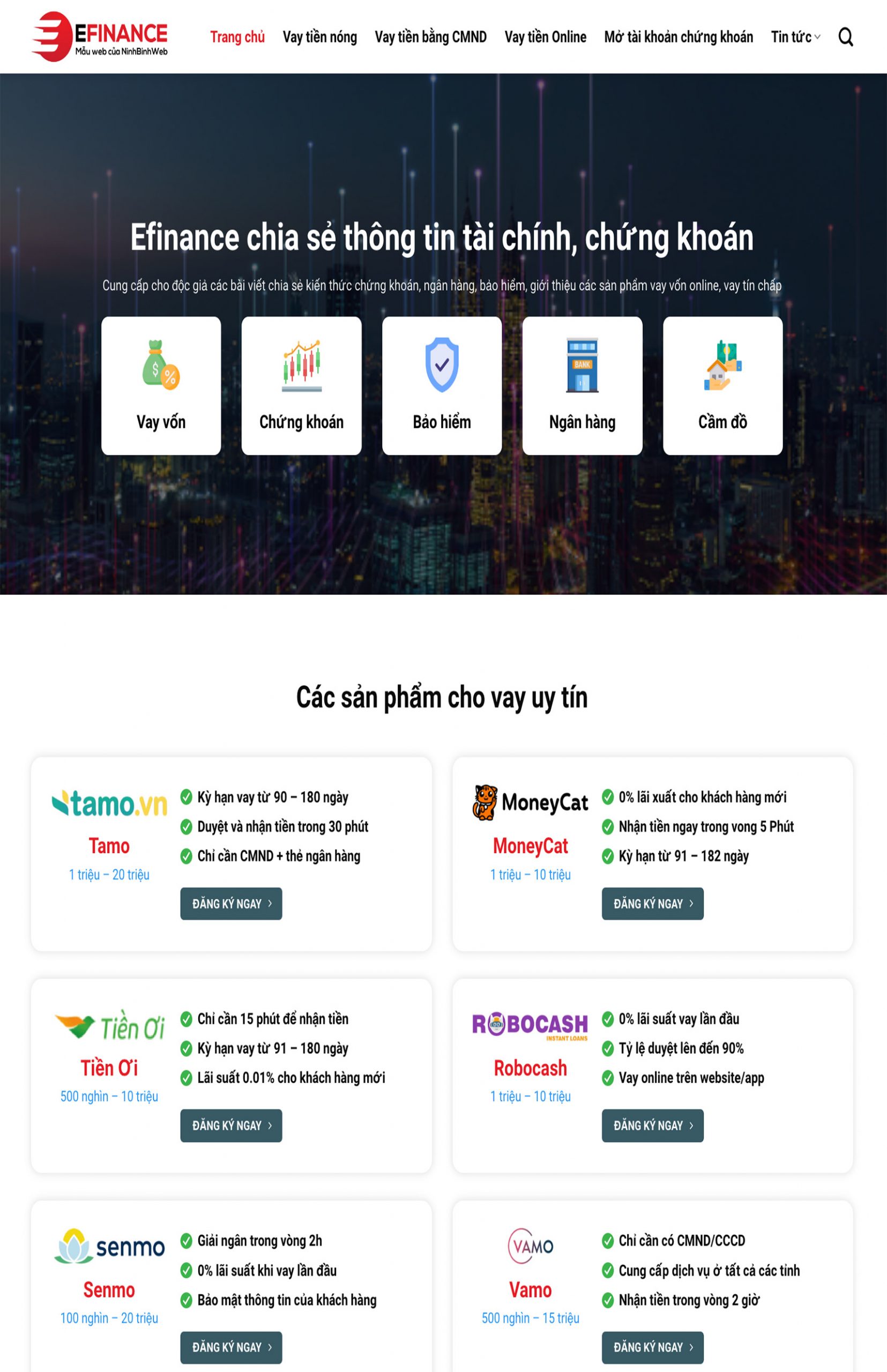 Mẫu website công ty cho vay tài chính