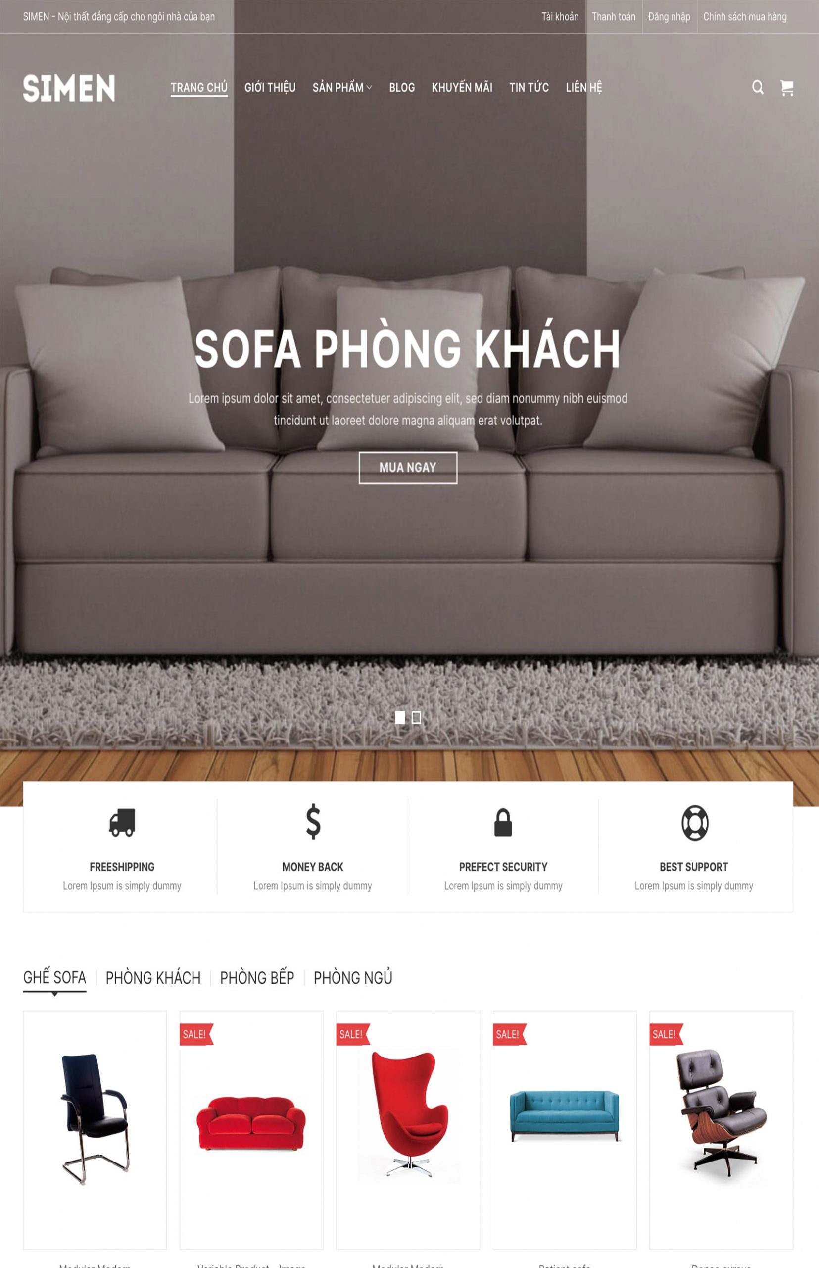 Mẫu website công ty kiến trúc, nội thất sofa