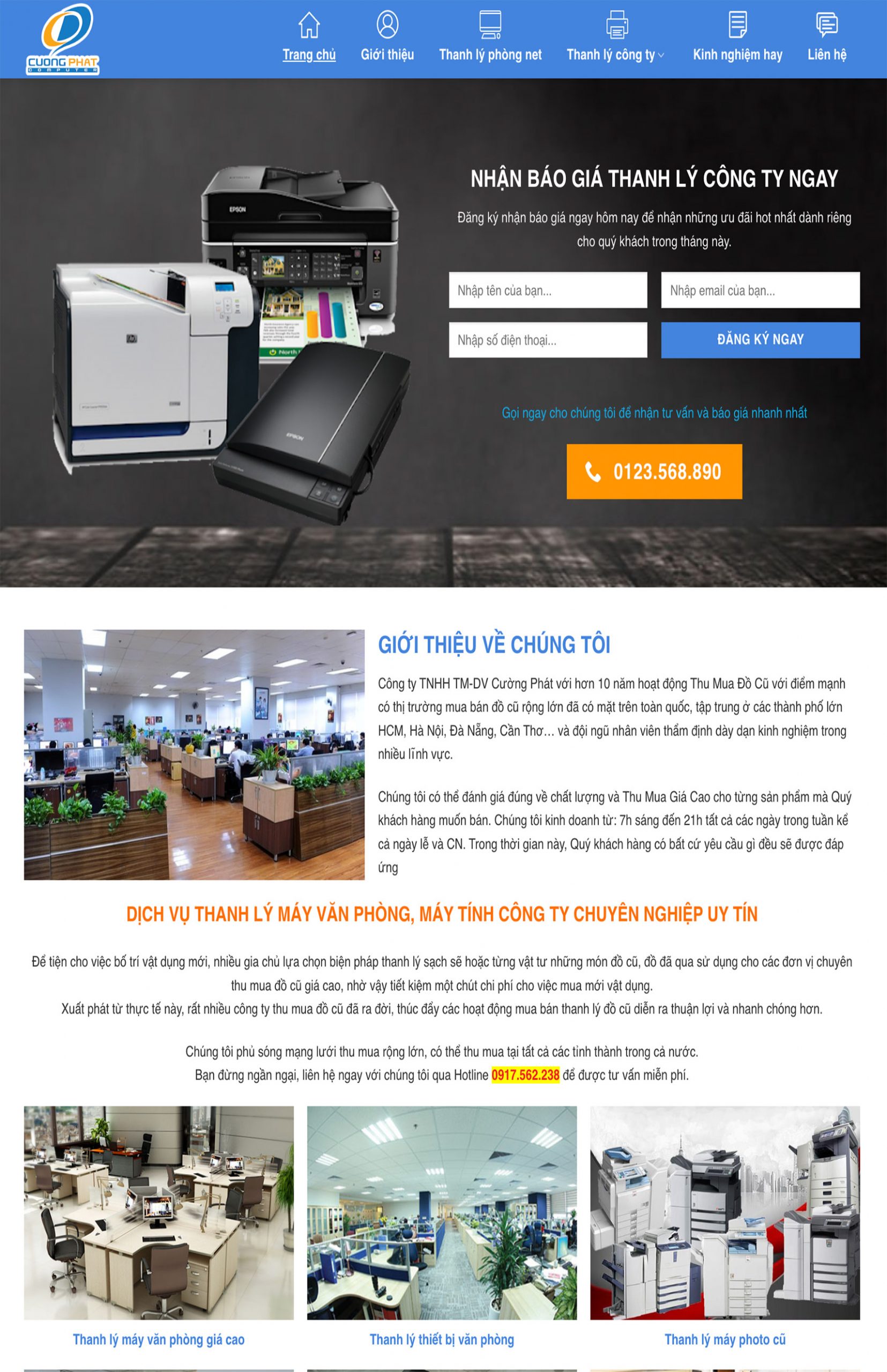 Mẫu website công ty thanh lý đồ cũ