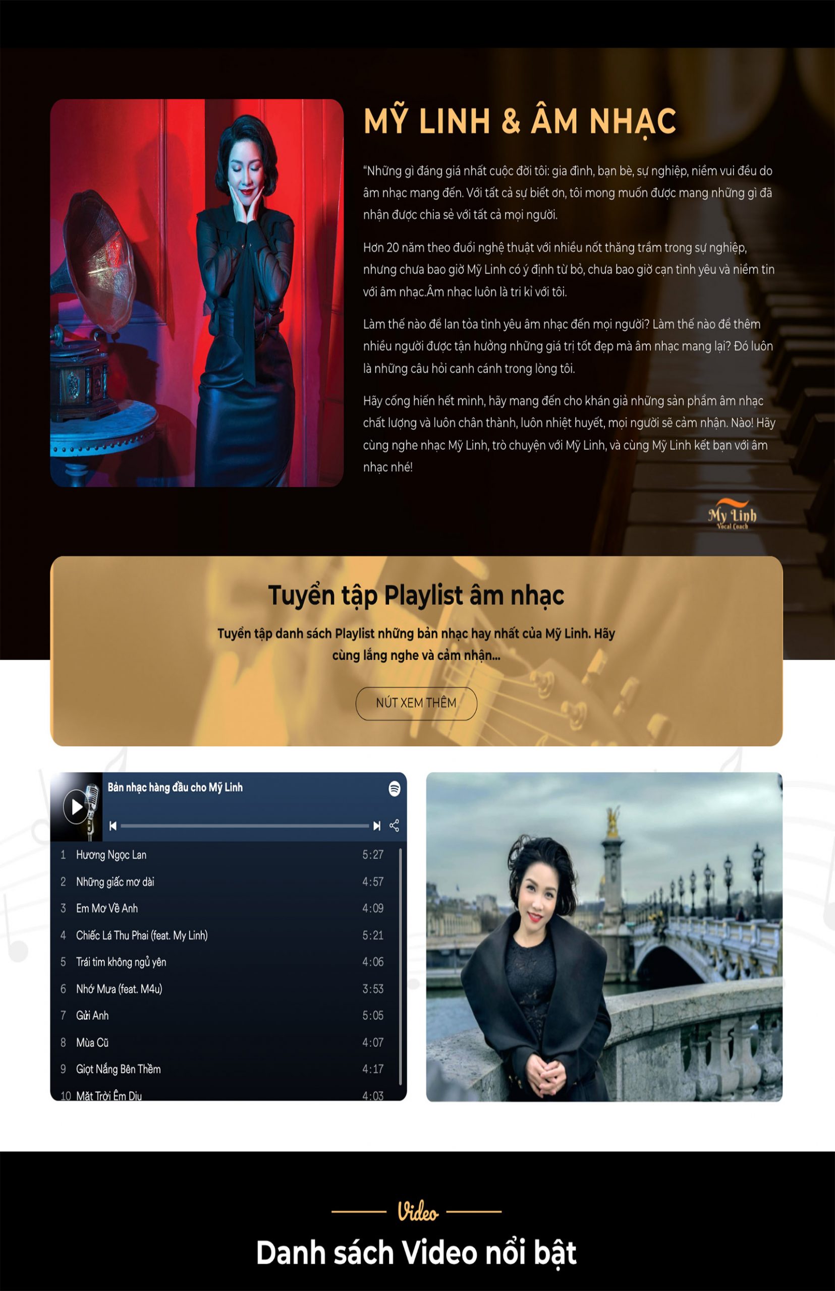 Mẫu website giới thiệu album nhạc của ca sỹ