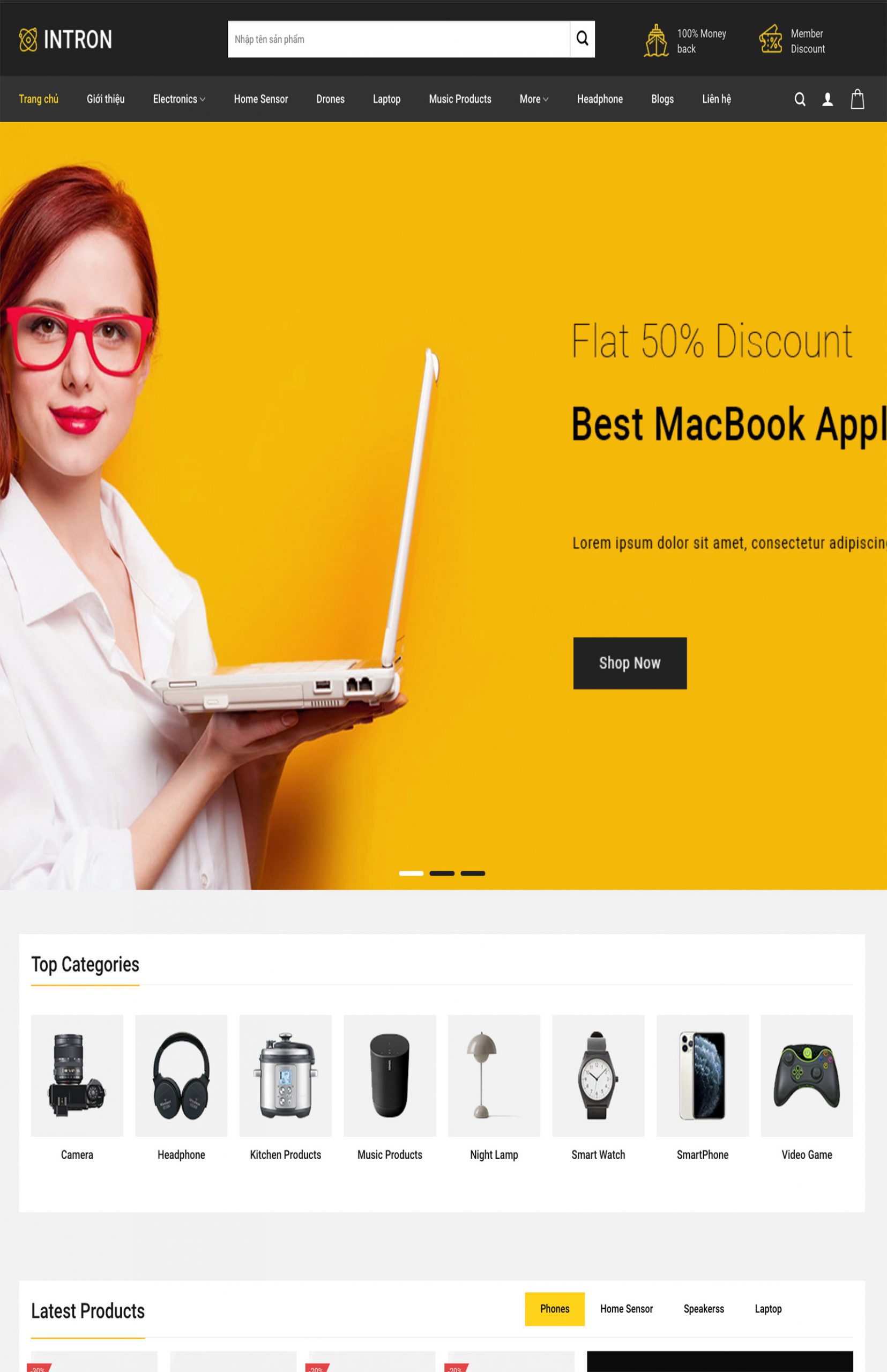 Mẫu website giới thiệu công ty bán hàng điện tử điện máy