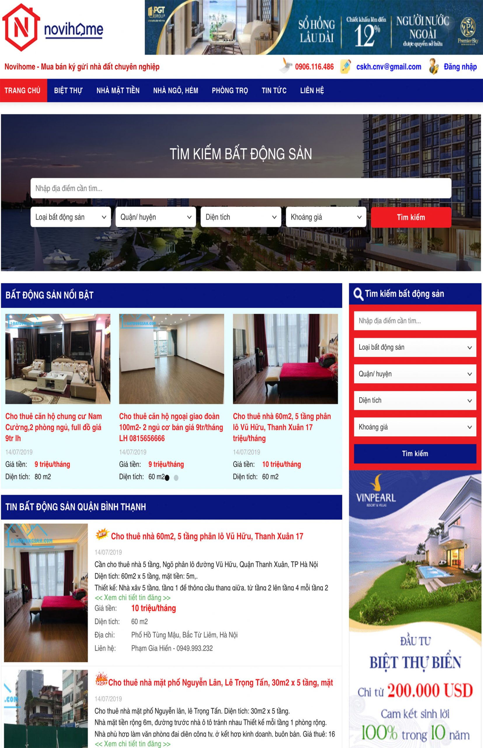 Mẫu website rao vặt bất động sản đẹp