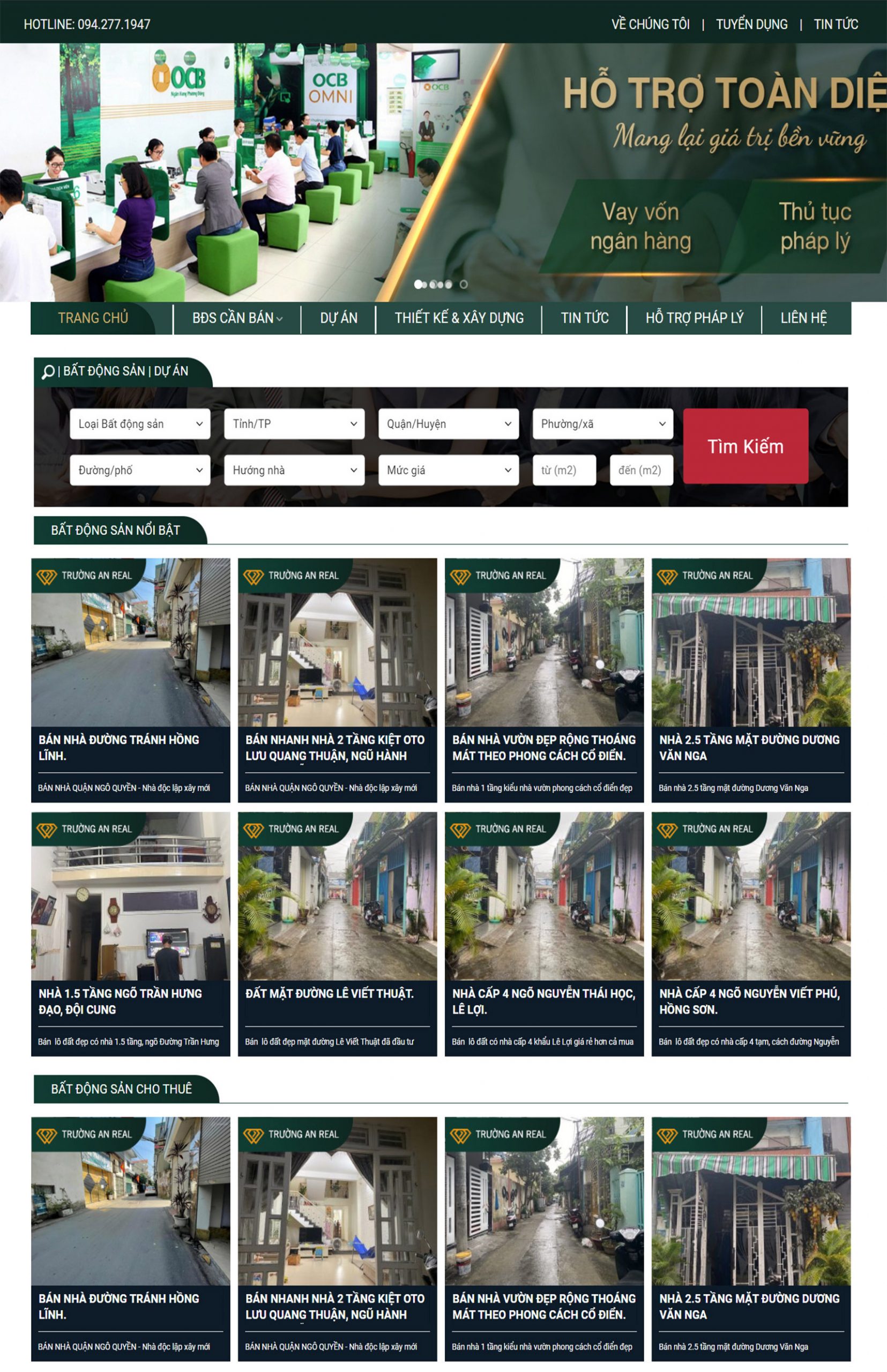 Thiết kế web bất động sản bộ lọc dự án