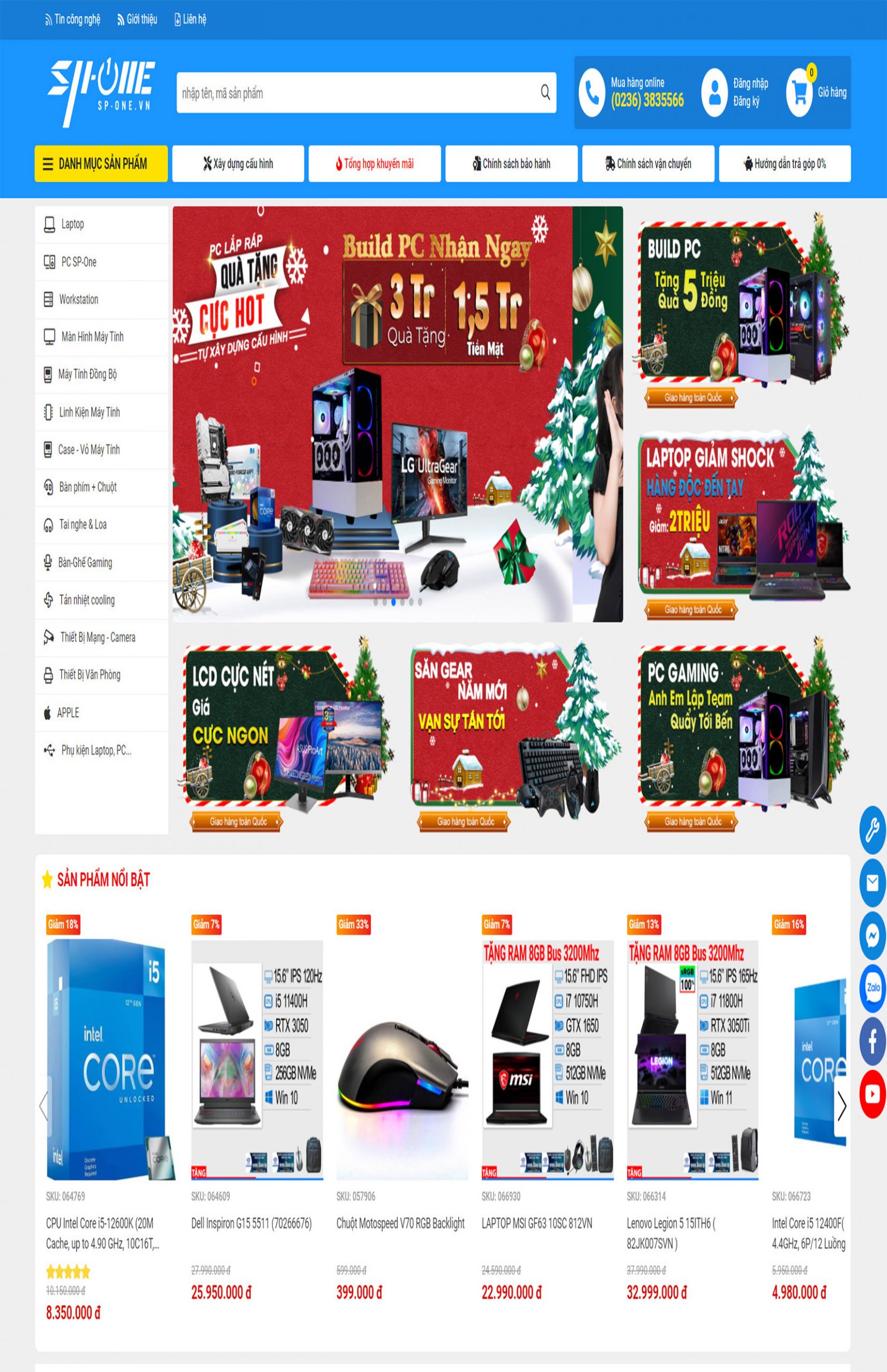 Thiết kế web máy tính đẹp mắt web shop công nghệ