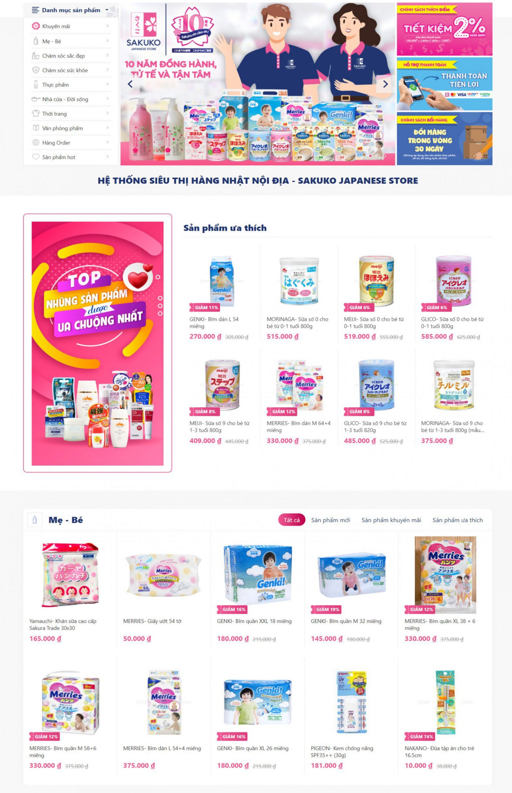 Thiết kế web mẹ và bé, web bỉm sữa đẹp