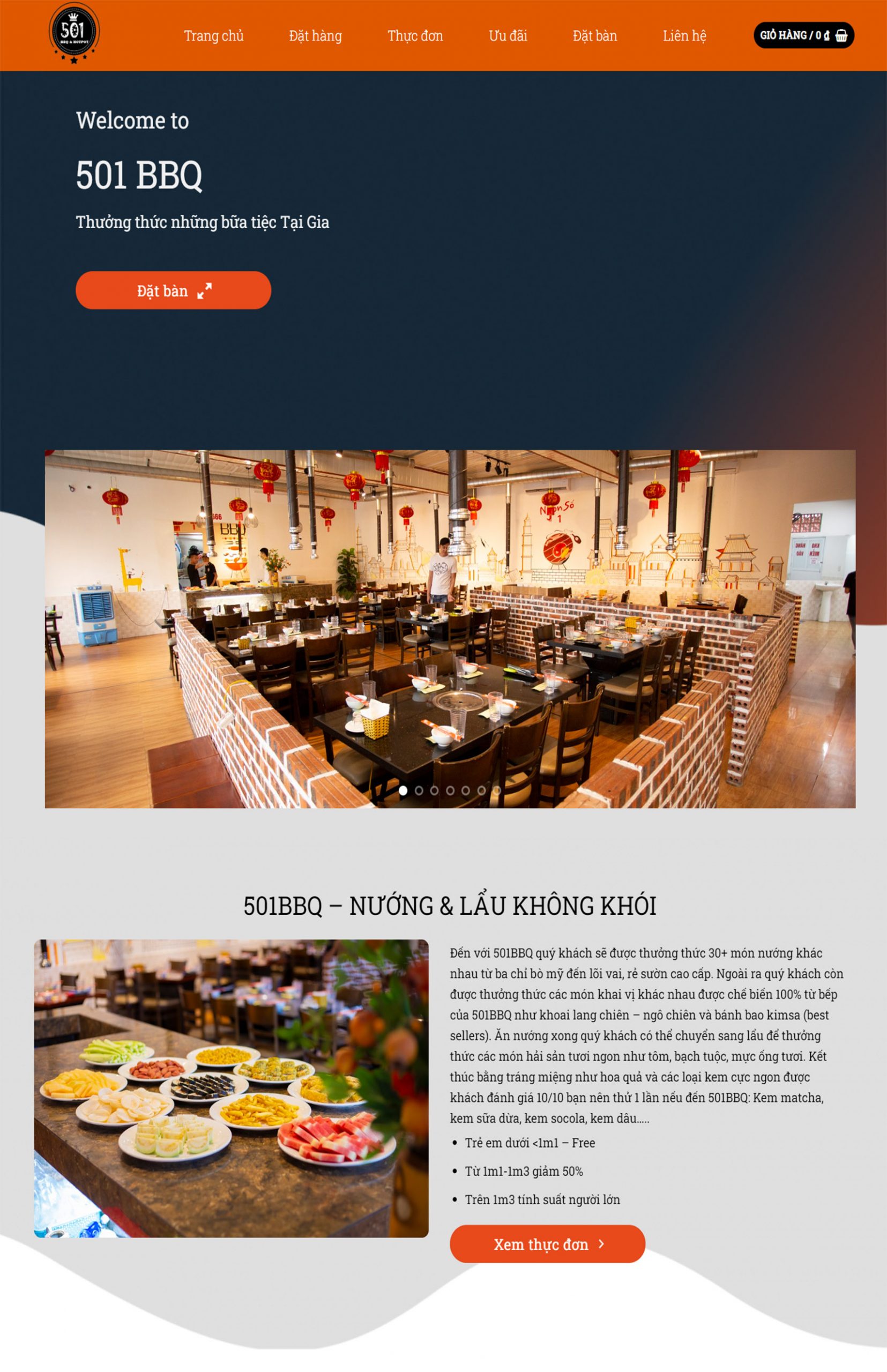 Thiết kế web nhà hàng, quán lẩu nướng