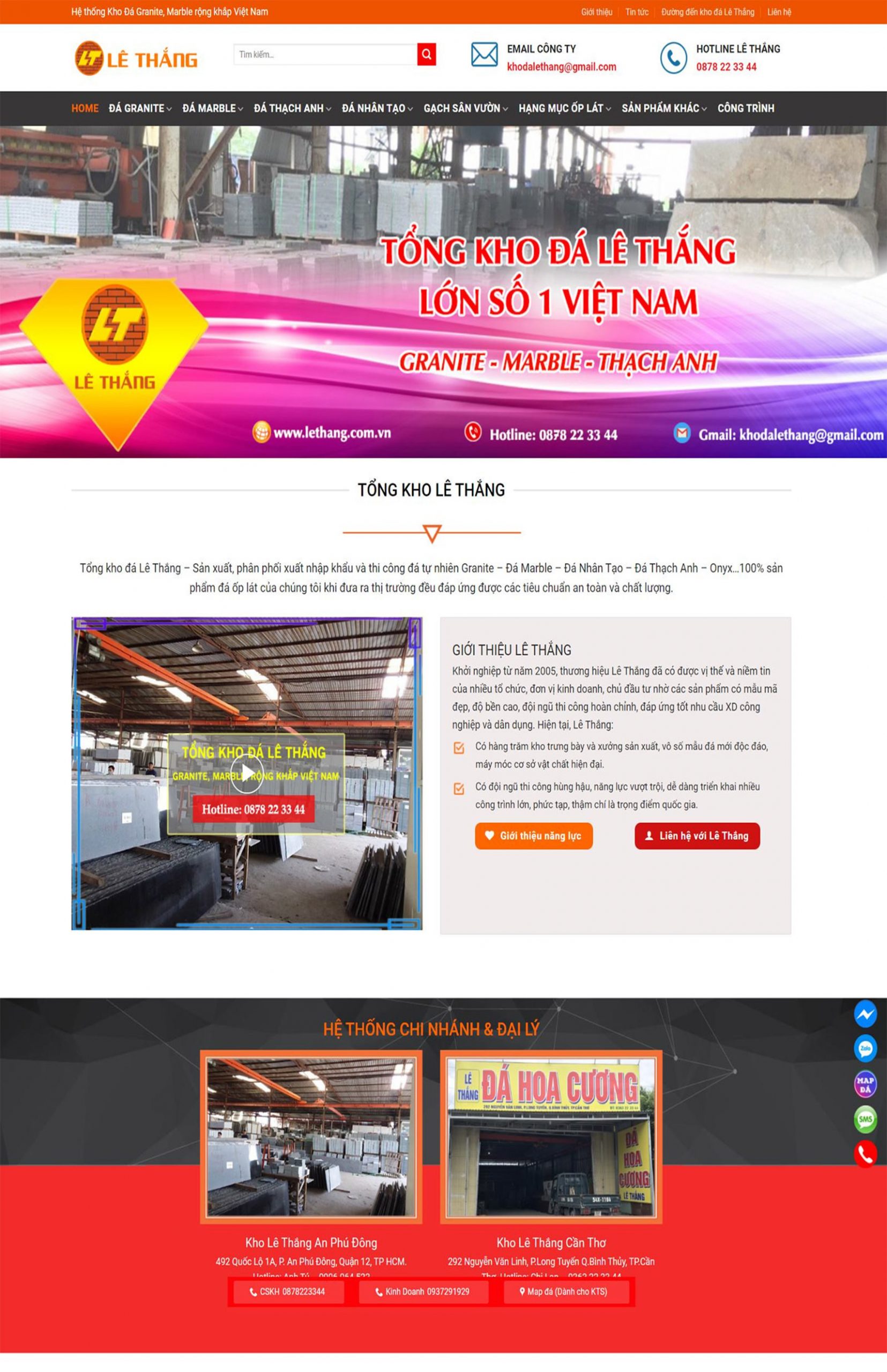 Thiết kế web vật liệu xây dựng, thiết kế web ngành đá