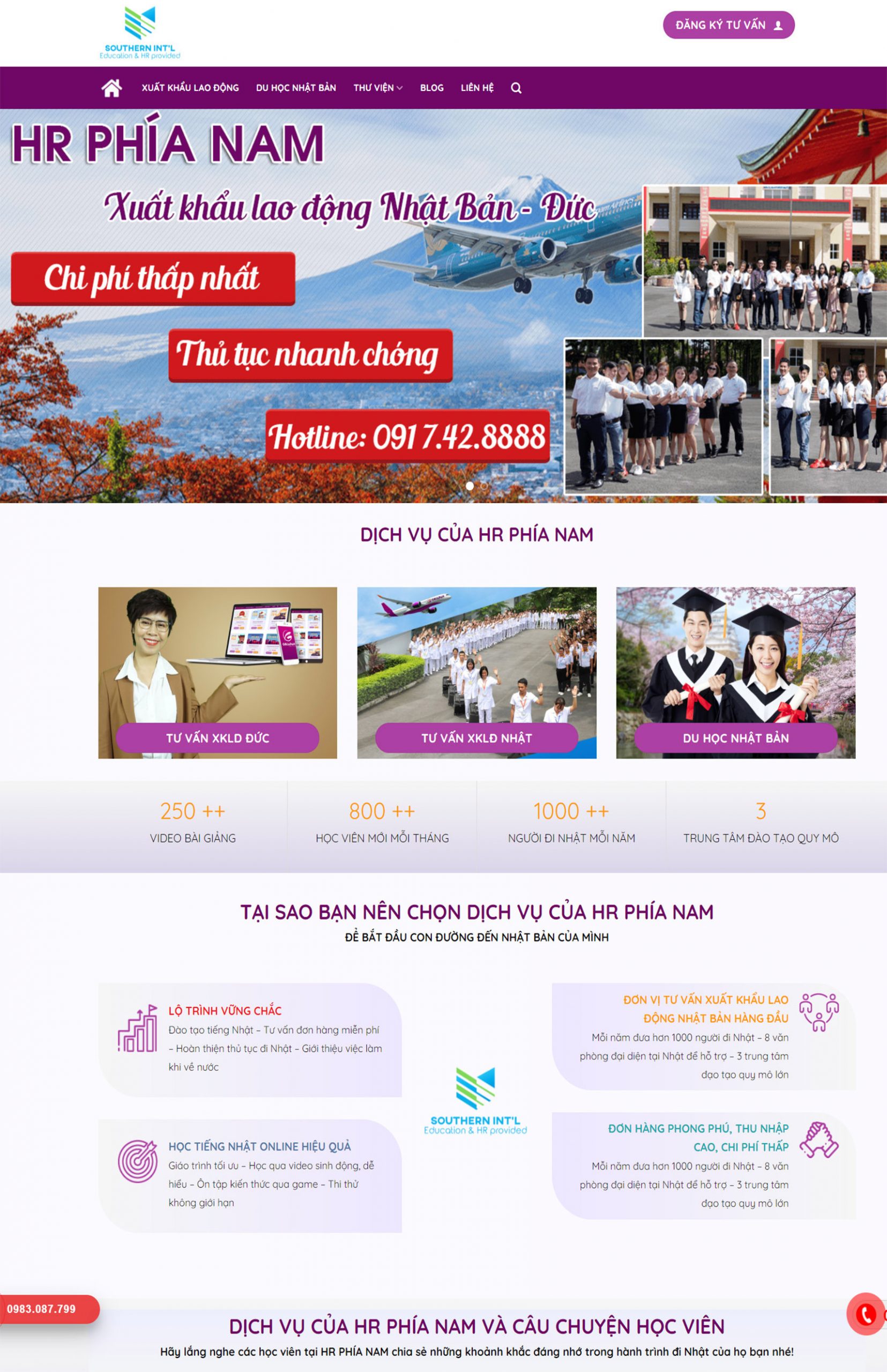 Thiết kế web xuất khẩu lao động, tuyển dụng lao động