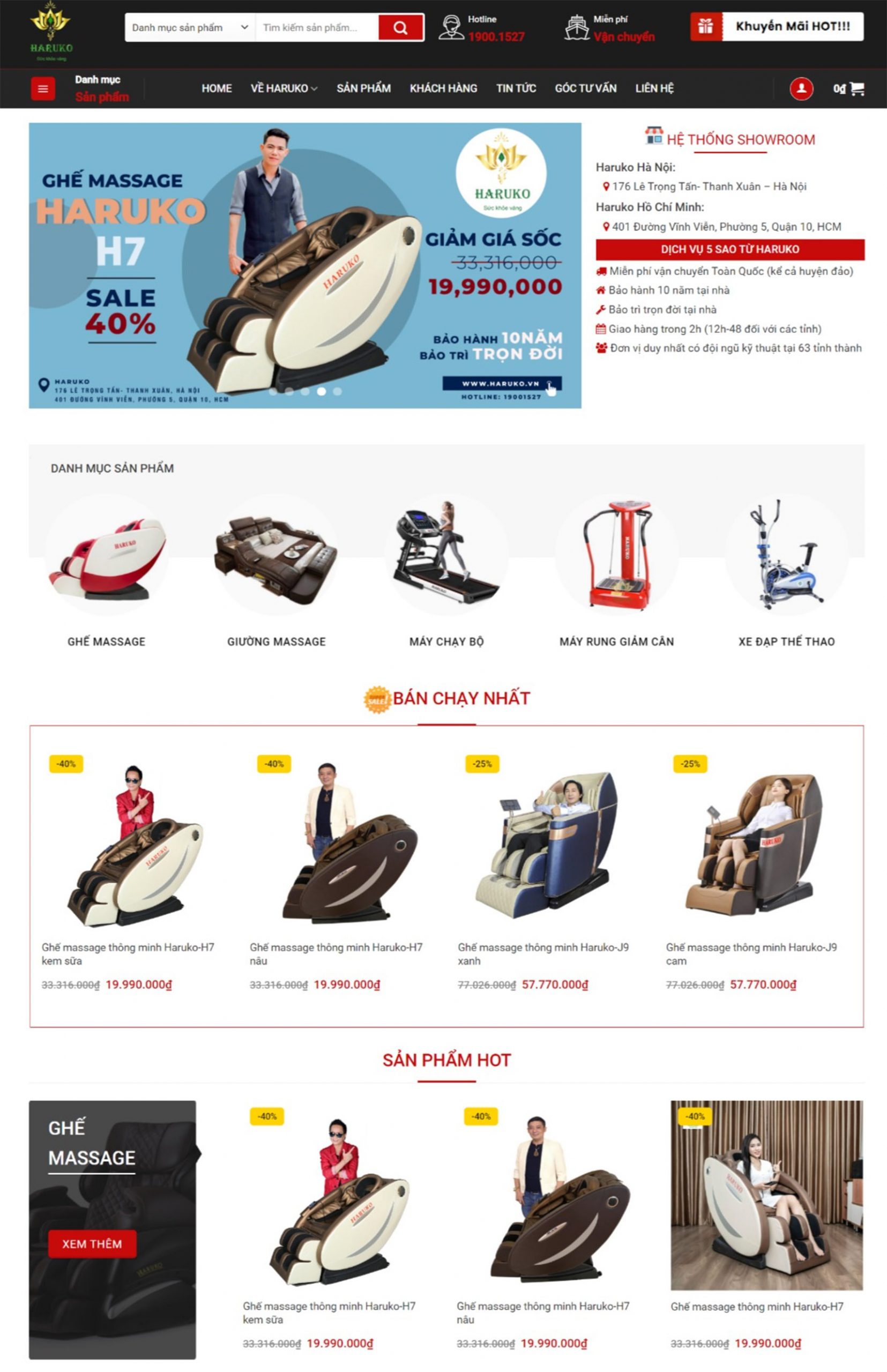 Thiết kế website về ghế massage – thiết kế web giới thiệu