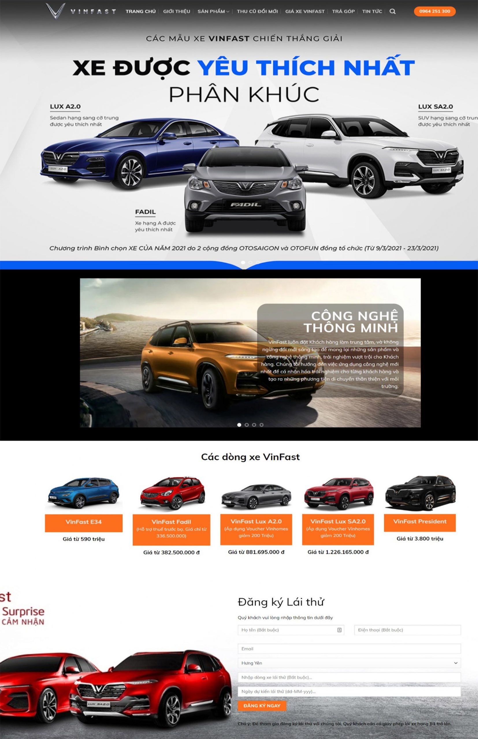 Thiết kế website xe hơi hãng vinfast – thiết kế web vinfast